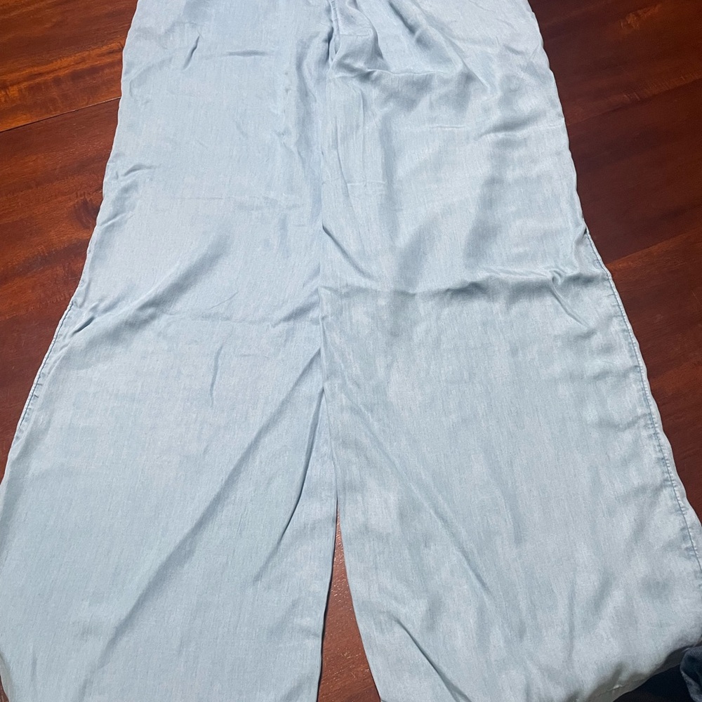 Kohl's Light Blue Smocked Waist Wide Leg Pants - Picture 2 of 3